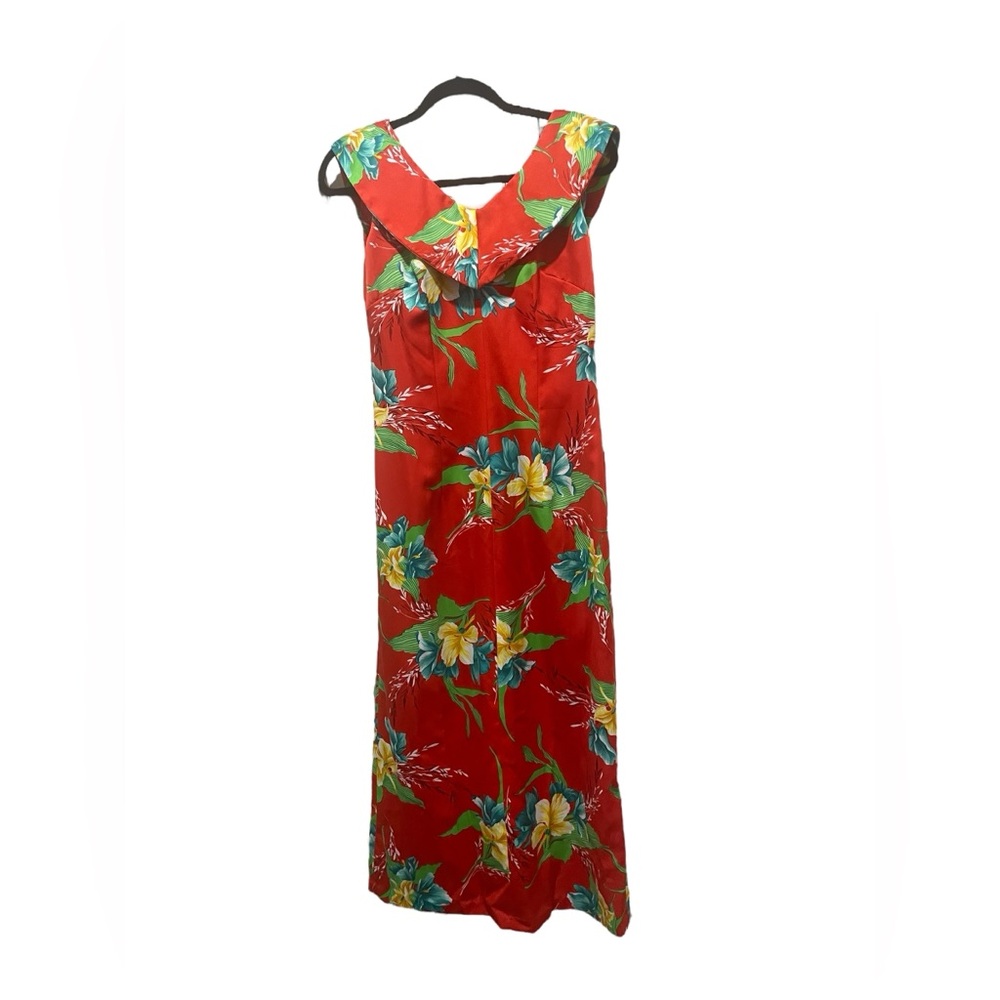 Vintage 60s 70s Paradise Hawaii Red Floral hibiscus Dress Size 10 Resort wear